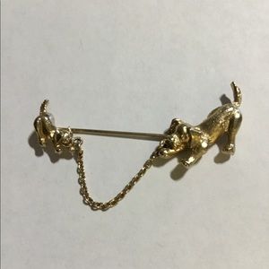 Vintage Avon dog and pup on chain stick pin